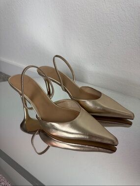H&M Metallic Gold Slingback Pointed Toe Heels